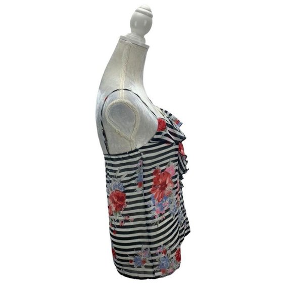 Xhilaration Tank Blouse Mixed Print Stripe Floral - Picture 5 of 10